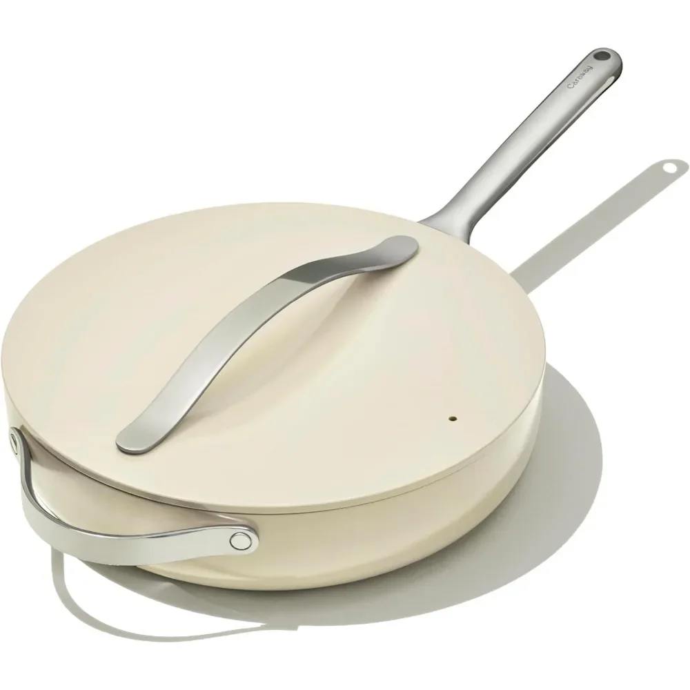 

Nonstick Ceramic Sauté Pan with Lid (4.5 qt, 11.8") - Non Toxic, PTFE & PFOA Free - Oven Safe & Compatible with All Stovetops