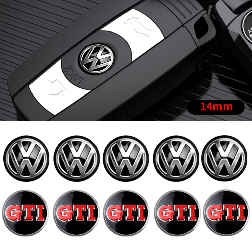 10Pcs 14mm Car Key Emblem Sticker Auto Control Keychain Badge Decal For Volkswagen VW GTI Golf Passat Jetta Tiguan Scirocco Polo