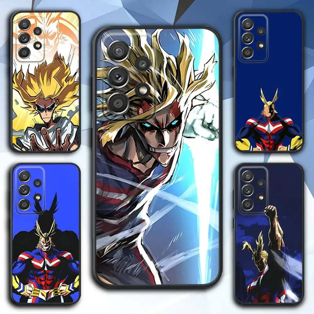 

My Hero A-All Might Phone Case For Samsung S 25,24,23,22,30,21,10,9,Ultra,Plus,Lite,FE,4,5 G Soft Black Case