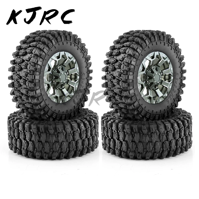 

RC Crawler Car 4pcs 135mm 2.6" Metal Beadlock Wheel Rim Rubber Tire Set for 1/8 1/10 Axial SCX10 Wraith RR10 Capra Traxxas TRX4