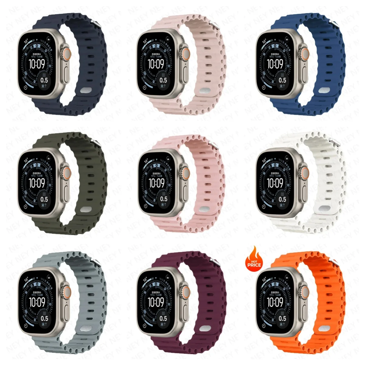 العصابات لساعة أبل 10-Ultra 2-3 49 مللي متر 45 مللي متر 41 مللي متر 44 مللي متر سيليكون المحيط حزام سوار iWatch سلسلة 11-9 8 7 6 5 4 SE 3 46 مللي متر 42 مللي متر #2