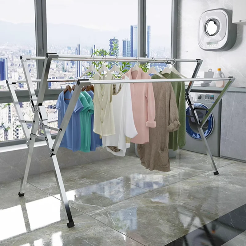 Folding Multiple Cloth Hanger Stand Floor Hanging Garment Clothes Rack Dryer Outdoor Burro Ropa Perchero Home Accessories