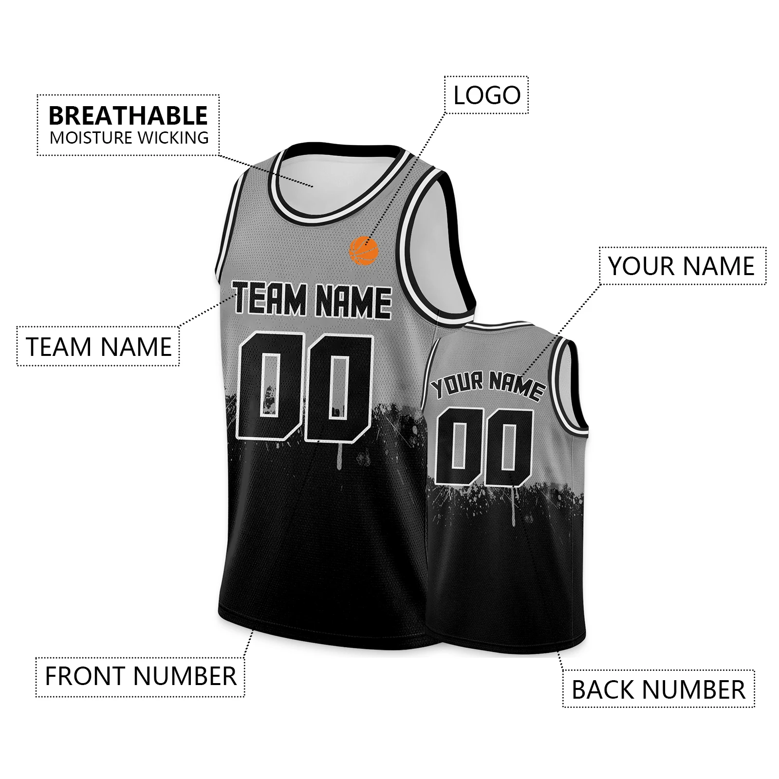 قمصان مخصصة لكرة السلة جيرسيه ذهبي كحلي مطبوعة باسمك الخاص بشعار رقم الرجال/النساء/الأطفال قمصان بلا أكمام سريعة الجفاف