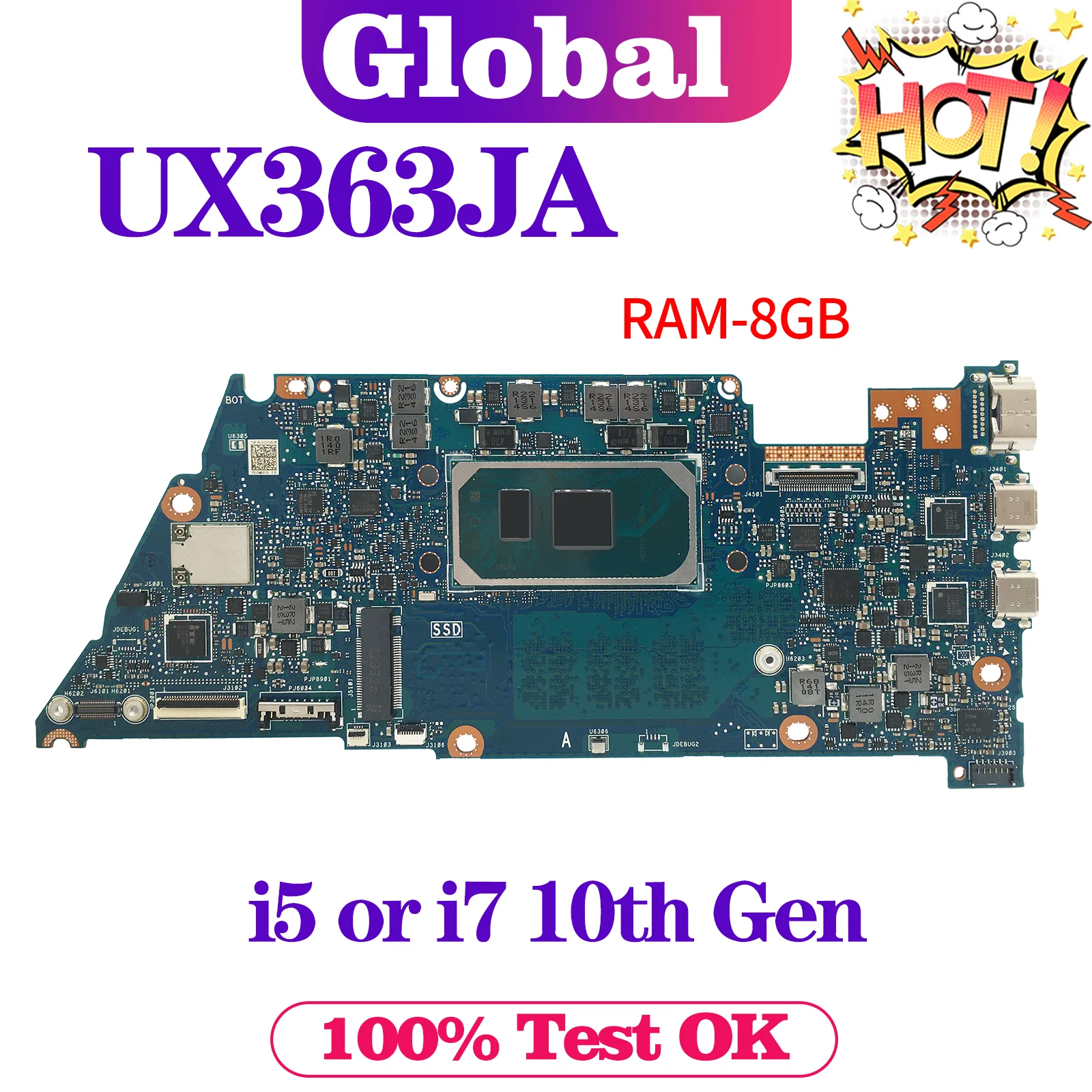 KEFU UX363JA Mainboard For ASUS Zenbook Flip 13 UX363 BX363JA RX363JA UXF3000JA Laptop Motherboard I5 I7 10th Gen 8GB/RAM