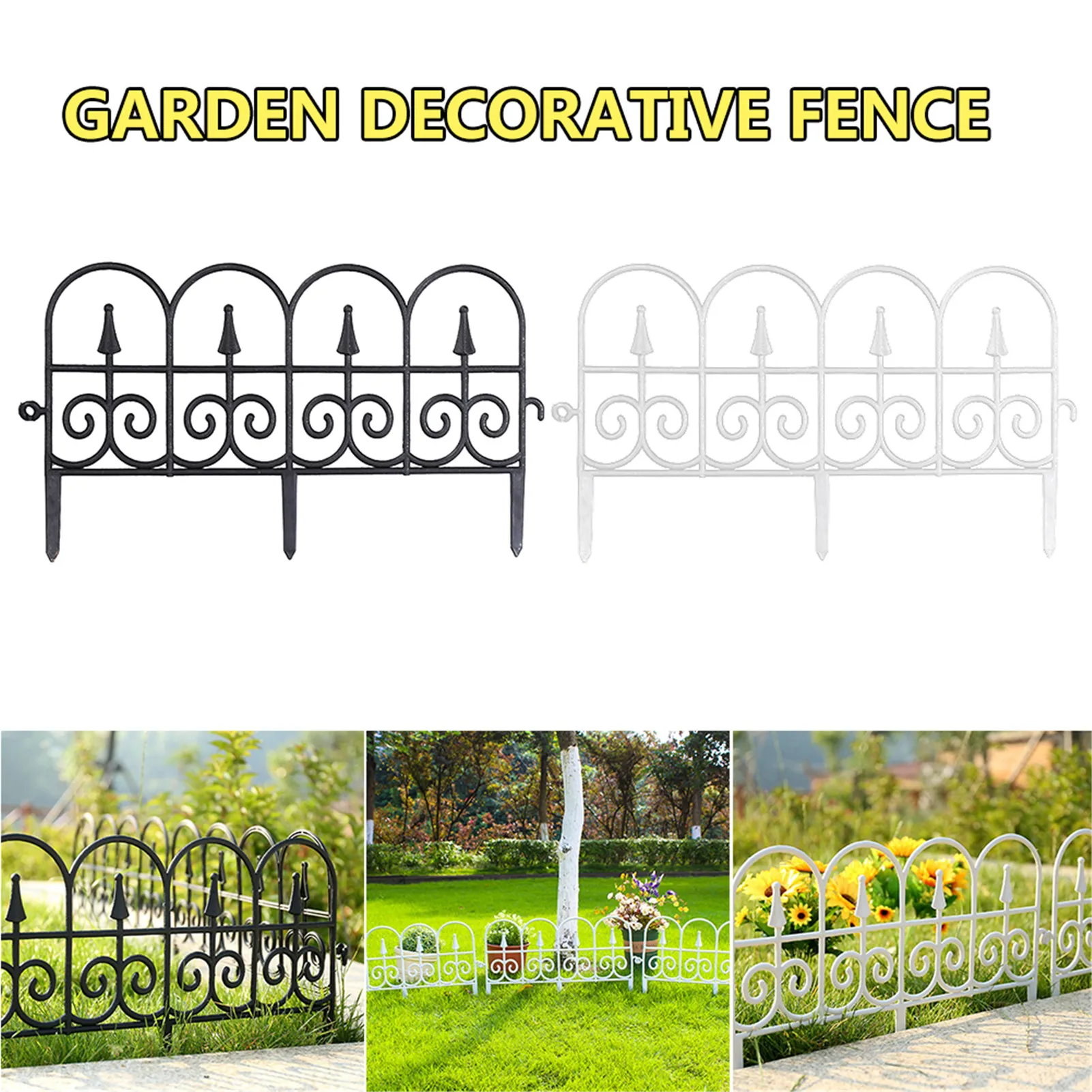 5PCS Garden Border Decorative Garden Fence Edging Outdoor Plant Bordering Lawn Edging Fence For Yard Garden Decoration