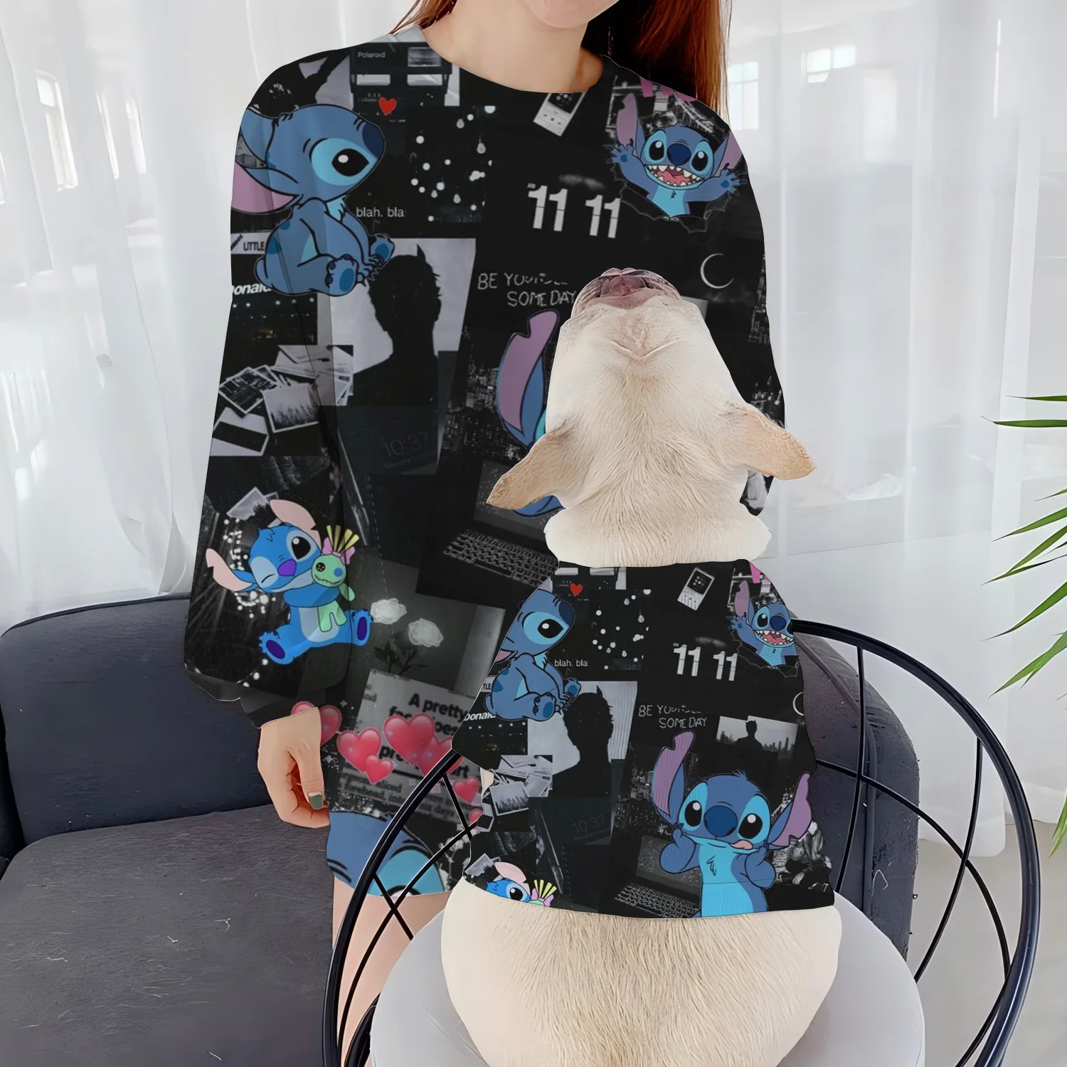 Casual Sweatshirts Women's Clothing Dog Long Sleeve Pet Round Neck Stitch Winter Clothes 2024 Parent-Child Pullover Autumn Puppy