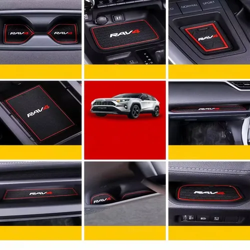 Adecuado para Toyota 19-22 RAV4, almohadilla para ranura de puerta, almacenamiento de vasos de agua interior de coche modificado, decoración antideslizante y a prueba de polvo