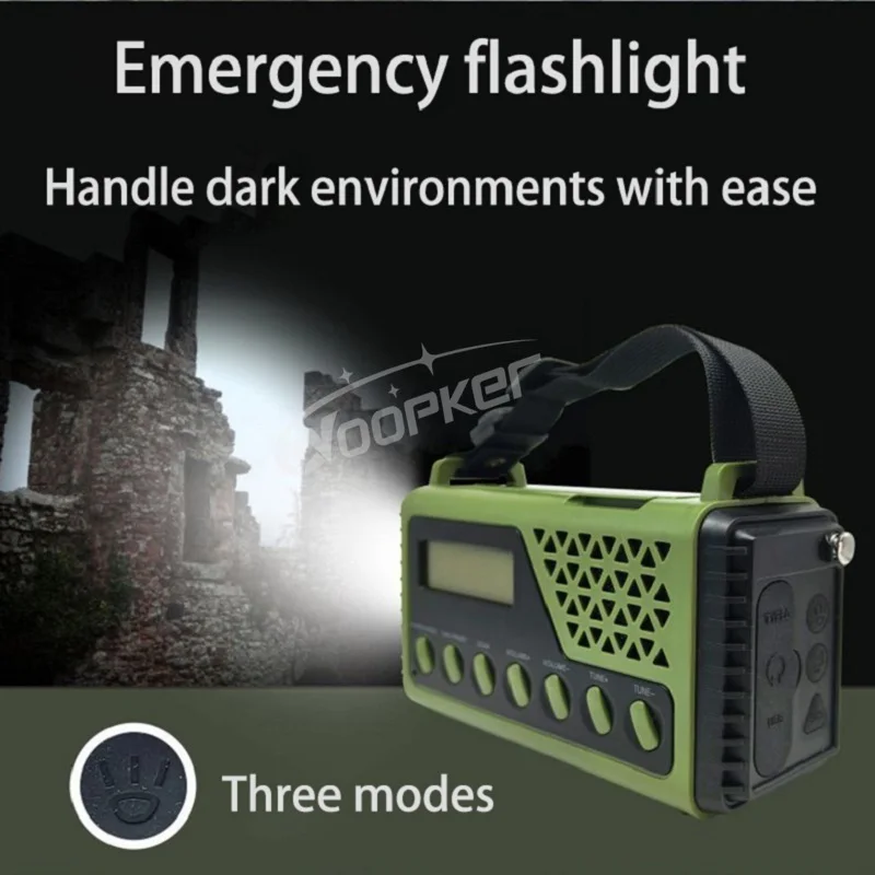 Woopker راديو SY-1199 10000mAh متعدد الوظائف FM راديو الطوارئ الطاقة الشمسية AM/FM/SW المحمولة راديو بلوتوث قوة البنك