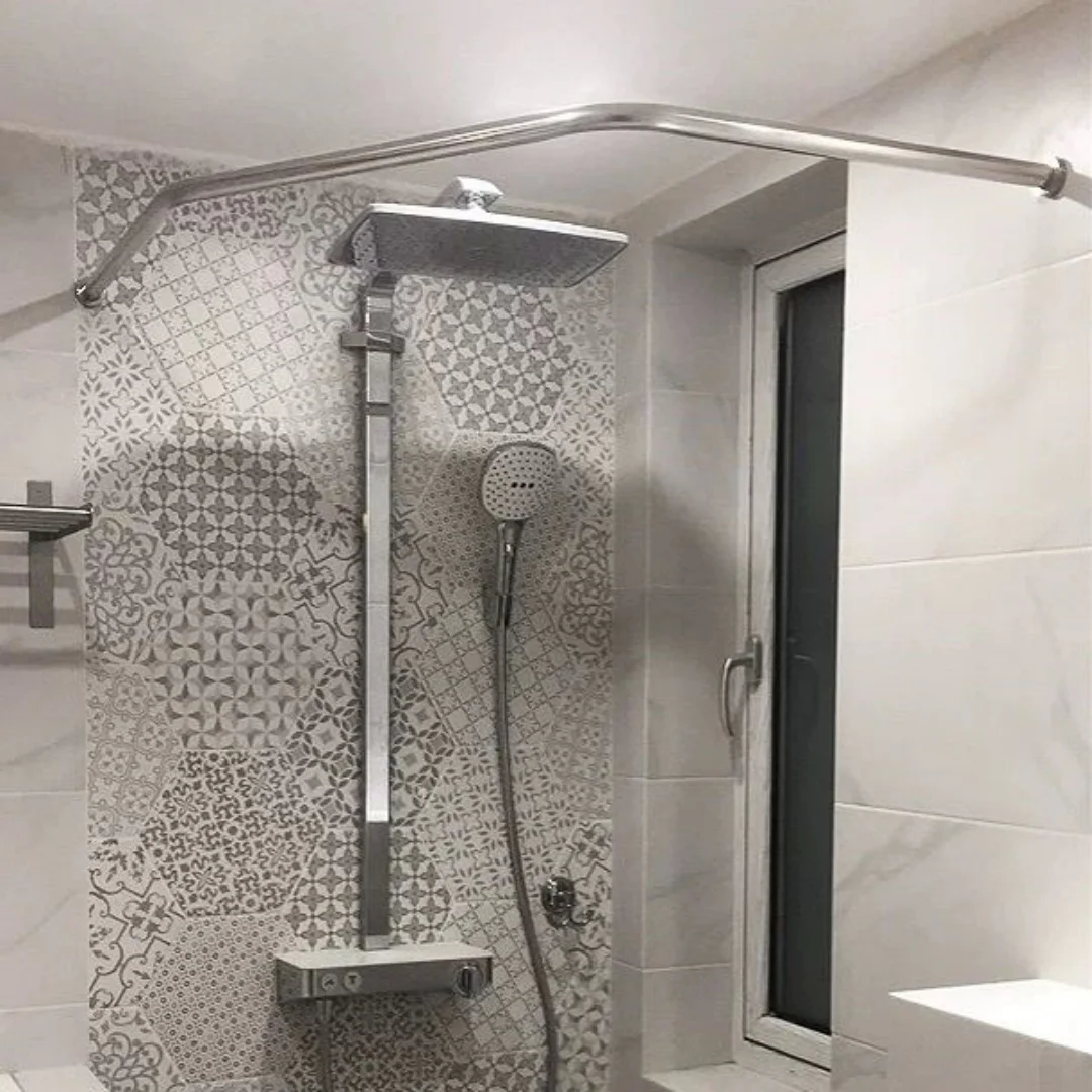 

Corner Shower Curtain Rod - 304 Stainless Extendable Shower Curtain Rod 45-75cm, for Bathroom Bathtub, Clothing Store