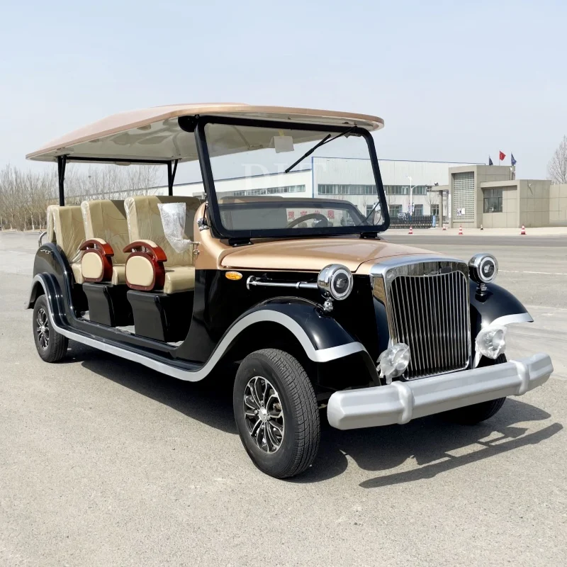 New High Quality 11 Seater Tourist Sightseeing Electric Antique Car 72V Battery Electric Convertible Classic Retro Vintage Car