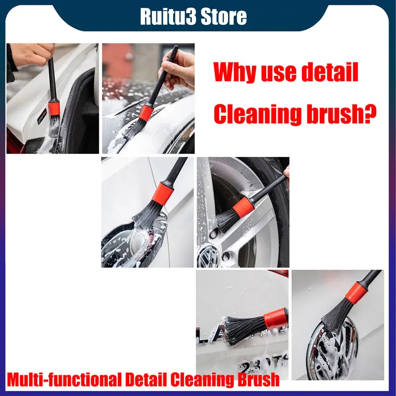 1 Set Car Brush Car Cleaning Detail Soft Brush Car Wheel Vents Car Detail Brush Car Cleaning Kit Tool