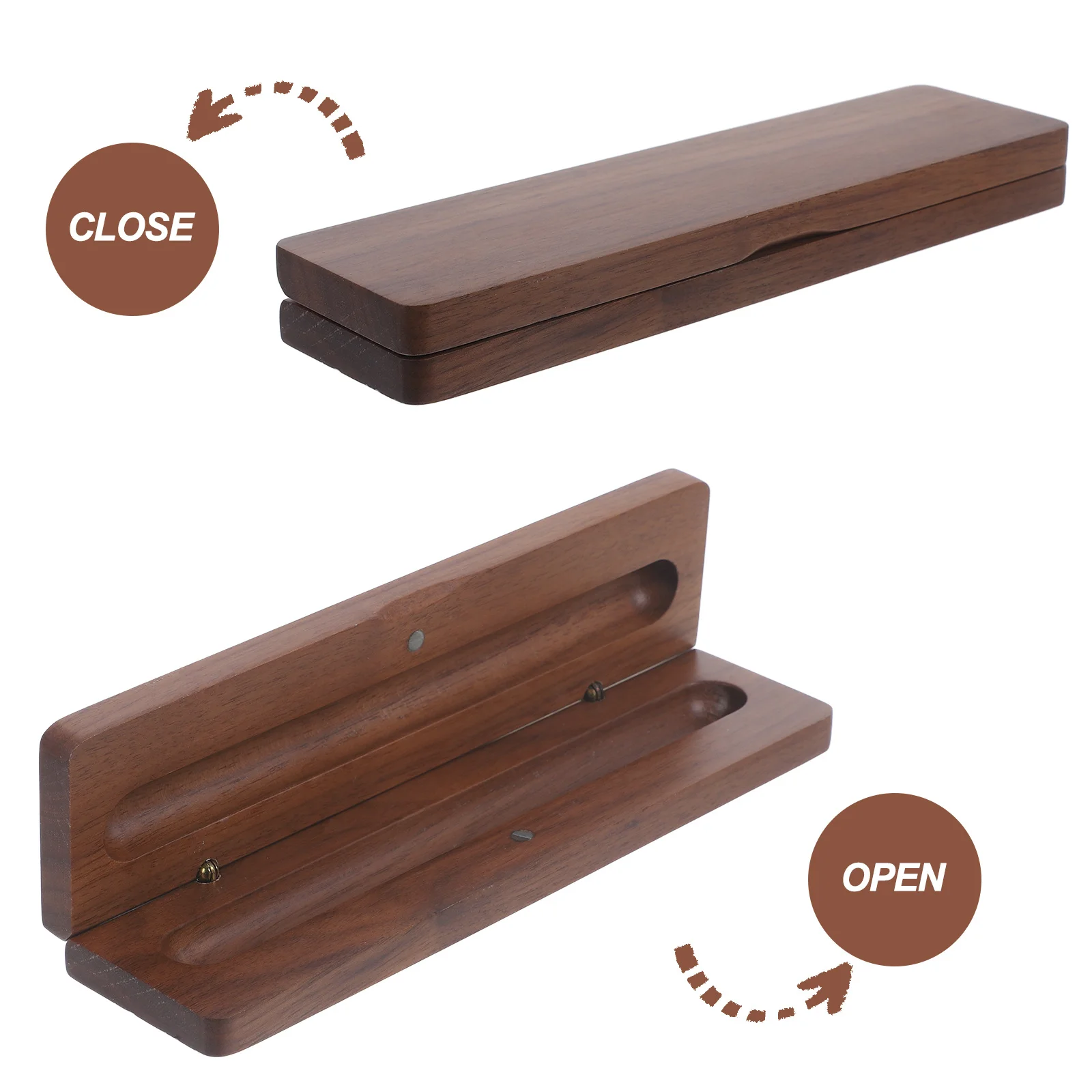 

Walnut Wood Box Vintage Magnetic Clamshell Design Portable Storage Organizer Single Slot Case Pen Display Box Wooden Pen Holder
