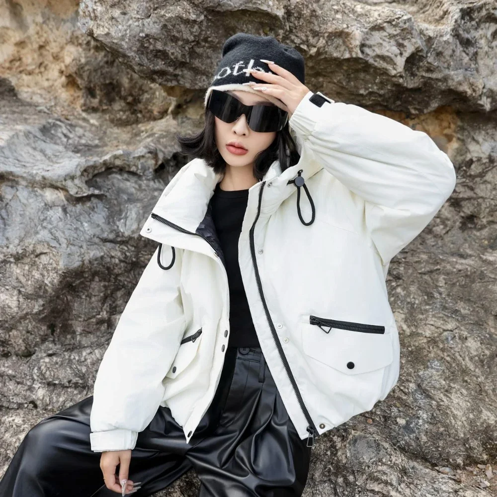 Veste Parke courte à capuche en duvet de canard pour femme, vêtement d'hiver, imperméable, épais, chaud et moelleux, nouvelle collection