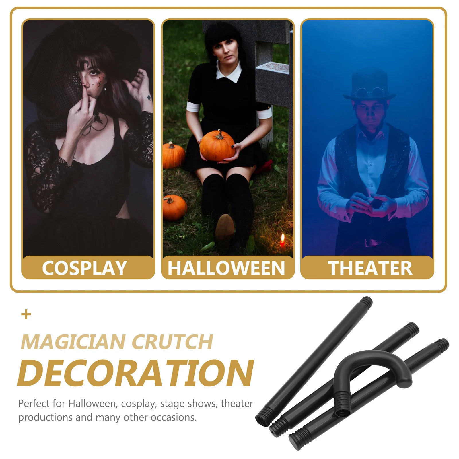 

1Set Party Magician Crutch Halloween Cosplay Plastic Crutch Stick Performance Prop Decorative Stage Walking Stick