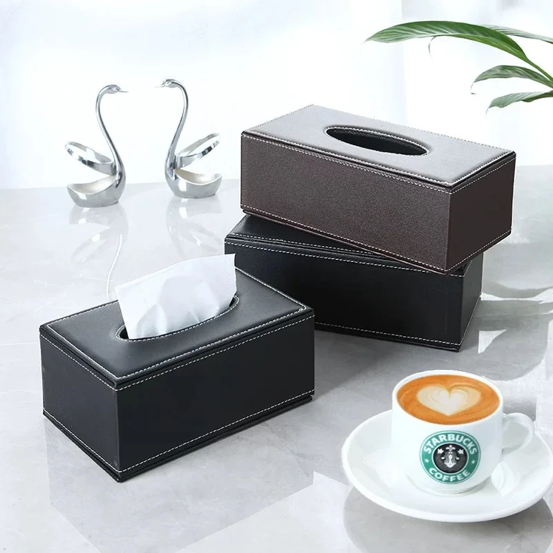 Light Luxury Leather Tissue Box, Living Room and Dining Room Napkin Holder, Kitchen Storage Supplies, Leather Car Tissue Holder