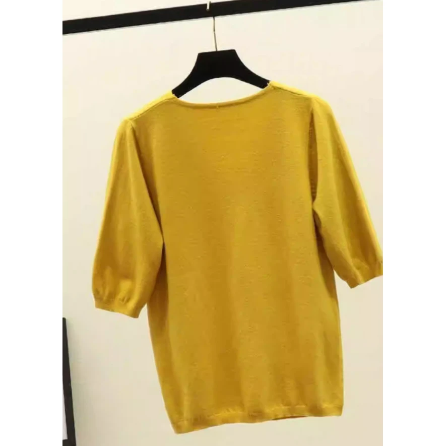 เสื้อถักไหมน้ำแข็งสำหรับผู้หญิง สไตล์สปริง/ออทัมน์ รุ่นใหม่ ทรงหลวม บางเบา คอวี เหมาะสำหรับใส่เป็นเสื้อนอกในฤดูร้อน ใส่ได้ทุกฤดู