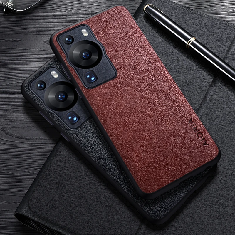 Pokrowiec na Huawei P60 Pro prosty Design luksusowy skórzany biznesowy pokrowiec na Huawei P60