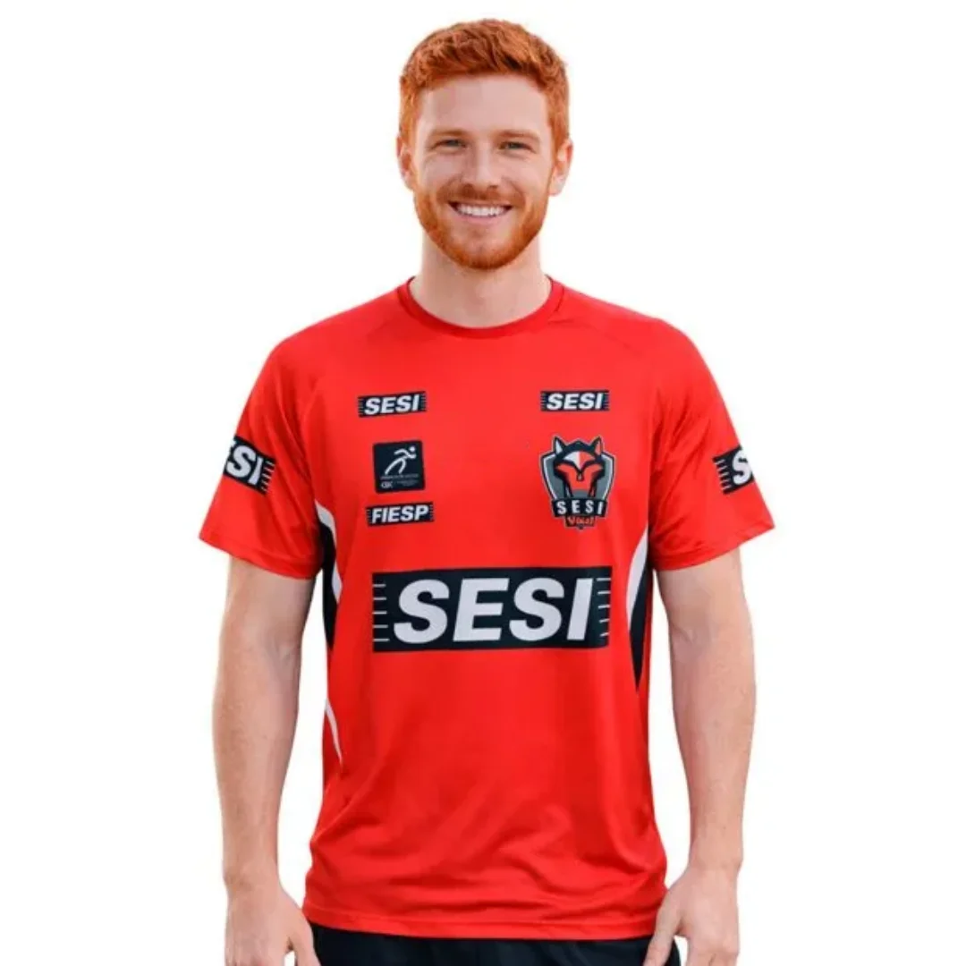 Camisa de Vôlei Masculina Sesi Bauru 25-26, Camiseta Esportiva, Roupa Infantil, Camiseta Y2K Feminina