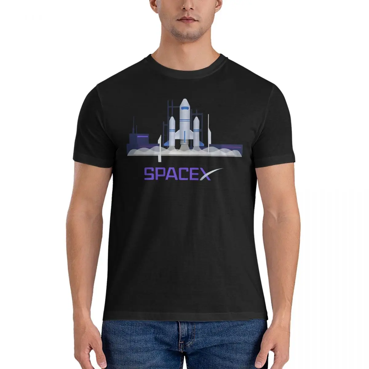 Men's LOGO T Shirt SpaceX Pure Cotton Clothing Novelty Short Sleeve Crewneck Tee Shirt New Arrival T-Shirt