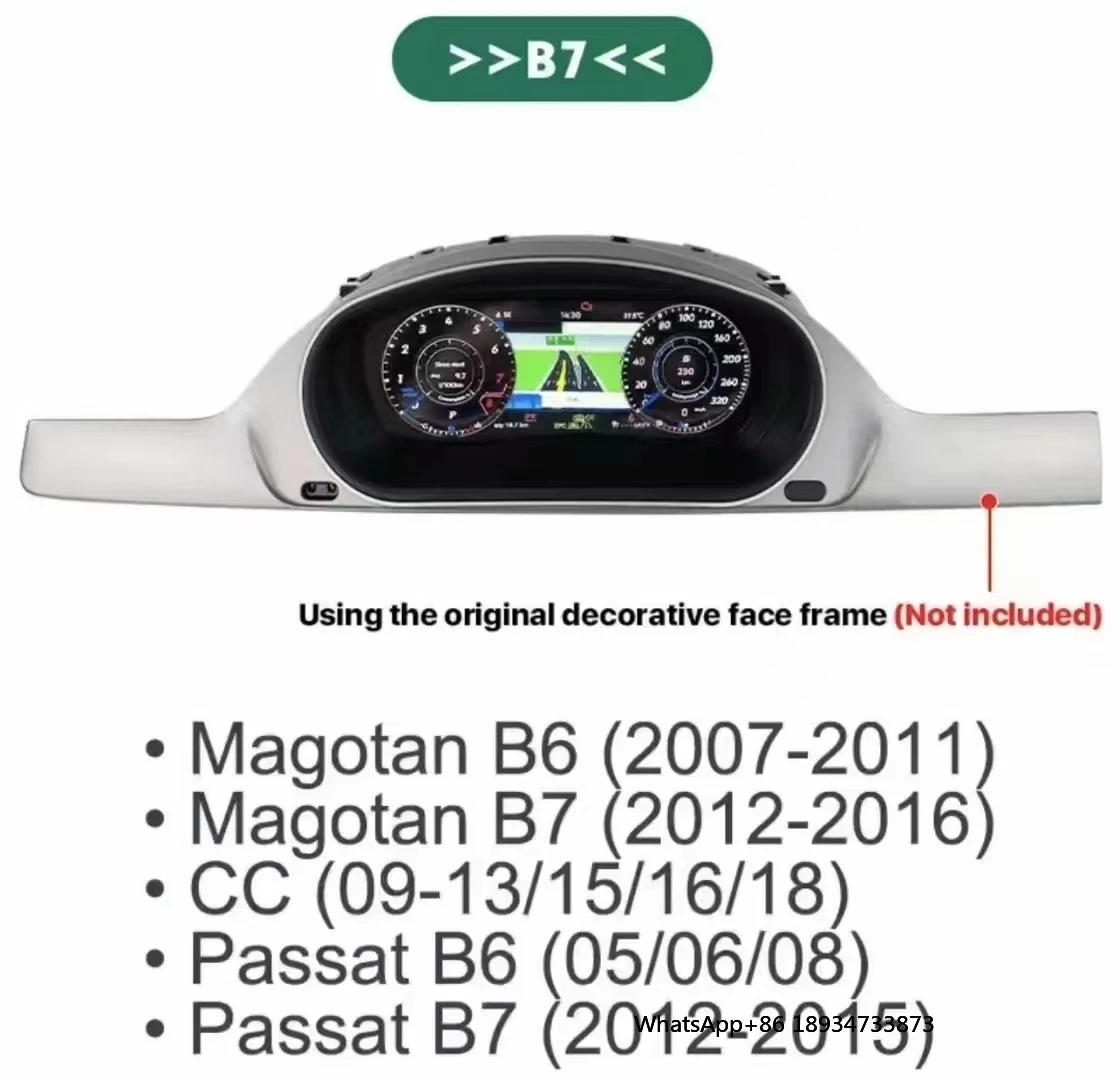 Car Instrument Panel New IPS LCD Instrument Cluster Electronics Display Speedometer for Volkswagen VW Passat B6 B7 CC Magotan