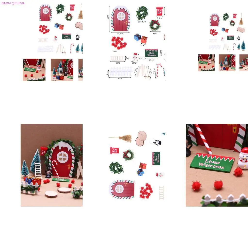 

D0JC Праздничные миниатюрные эльф -дверные дверь набор деревянных гномов фигуры для сезонных показов