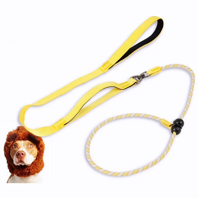Dog Leash Double Handle Dogs Leash P Rope Reflective Leashes for Dog Walking Multi-functional P Chain Leashes for Puppy Training