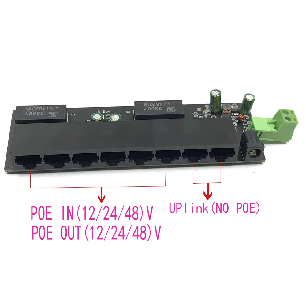 POE12V-24V-48V POE 12V/24V/48V, sortie 12V/24V/48V, 100 mbps, 100 mbps, port de liaison vers le haut, commutateur alimenté par poe, NVR