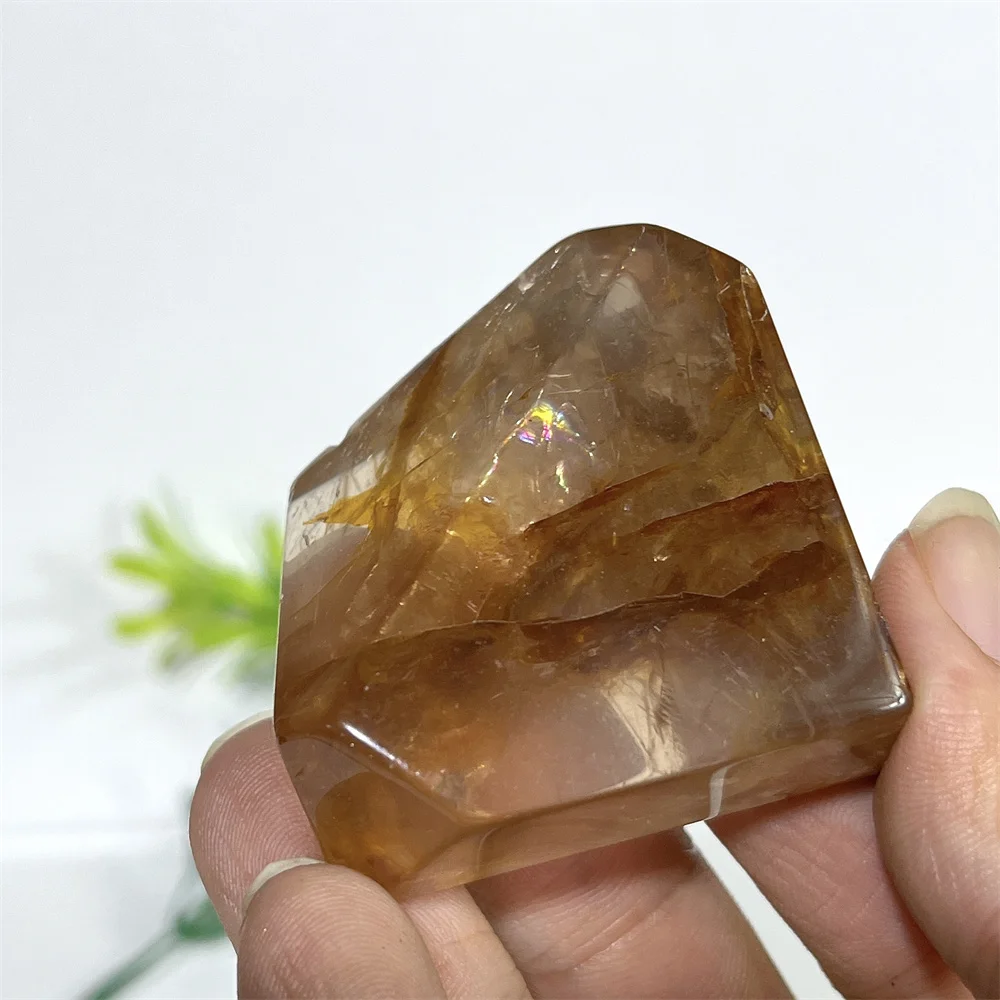 

Golden Healer Rhombus Free Form Stone Quartz Natural Crystal Reiki Decoration Spiritual Minerals Energy Home Gemstone