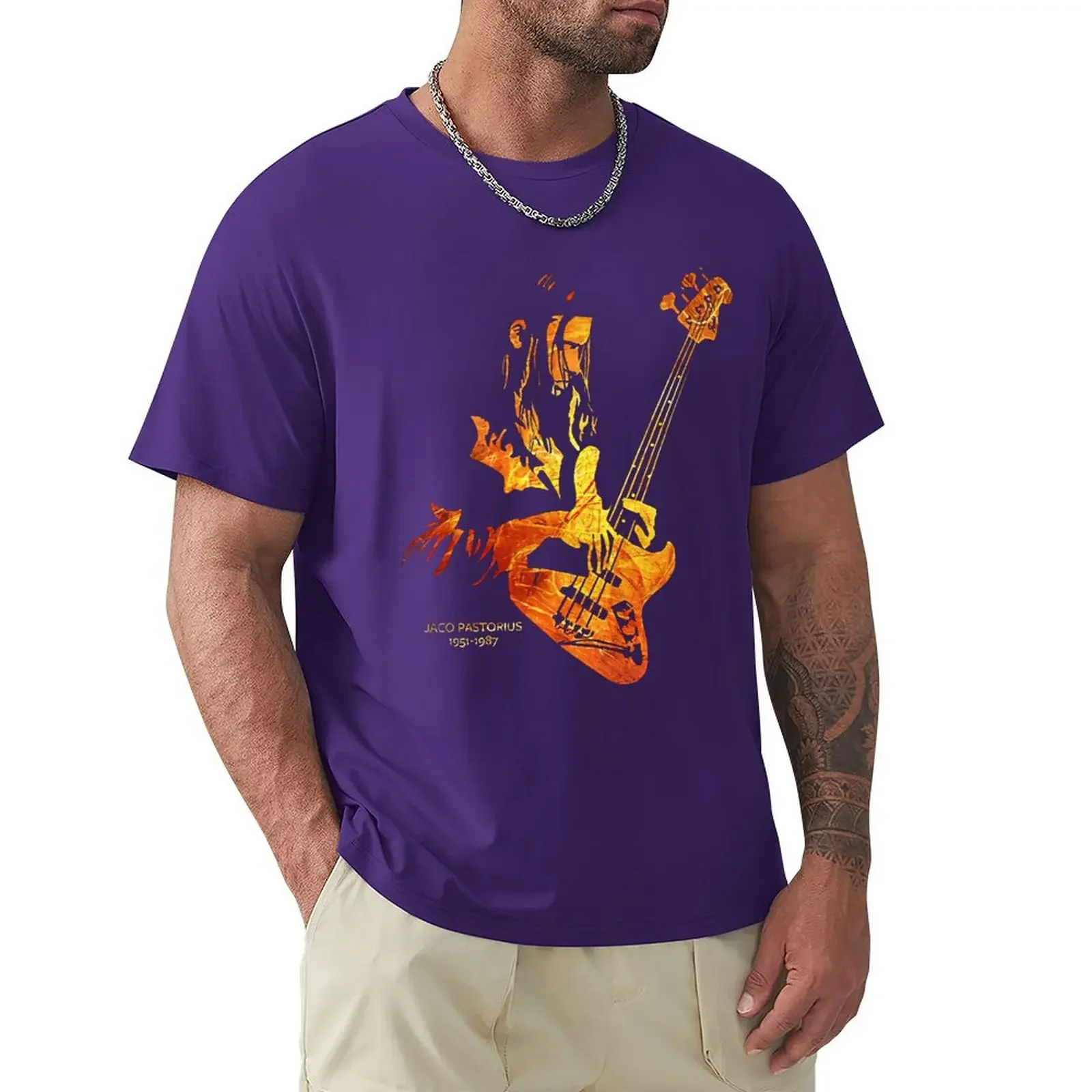 Men Jaco Pastorius In Memoriam Guitar T Shirts Music Bass Pure Polyester Tops Vintage Short Sleeve Tee Shirt T-Shirts