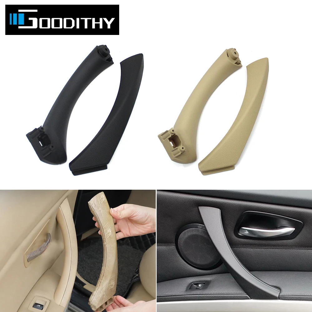 Negro Beige Interior del coche puerta izquierda derecha manija Interior Panel tirar cubierta embellecedora para BMW Serie 3 E90 E91 E92 316 318 320 325 328i