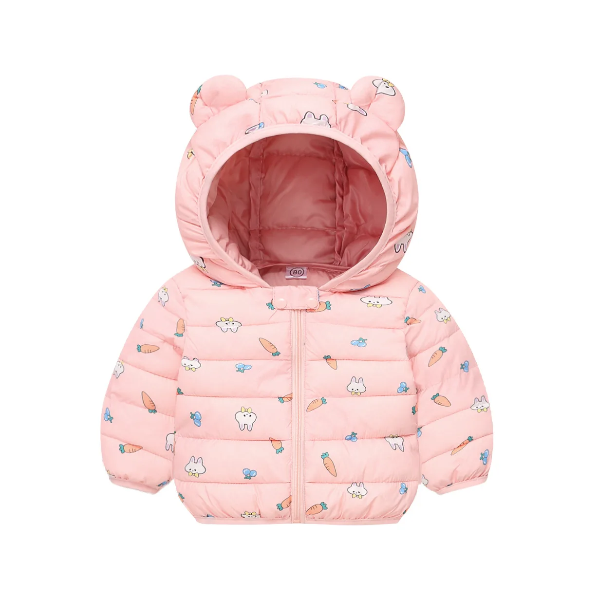 Children Down Cotton Jacket Baby Autumn Winter Light Thin Outerwear 1-3Years Baby Boys Girls Zipper Hooded Coat