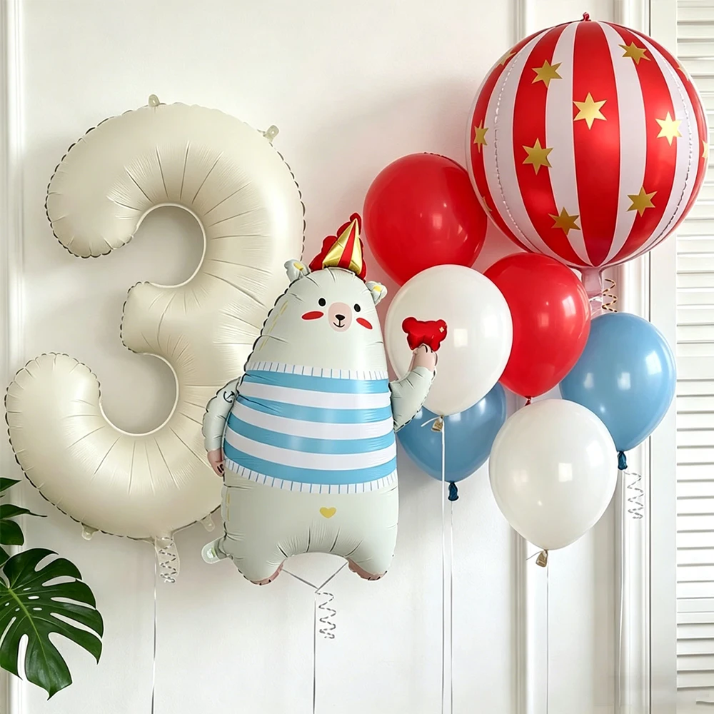 32 inch Milk White Digital Balloon Set Cute Bear Balloon Used for Retro Carnival Parties, Showers, Anniversary, Birthday Decor - view 2