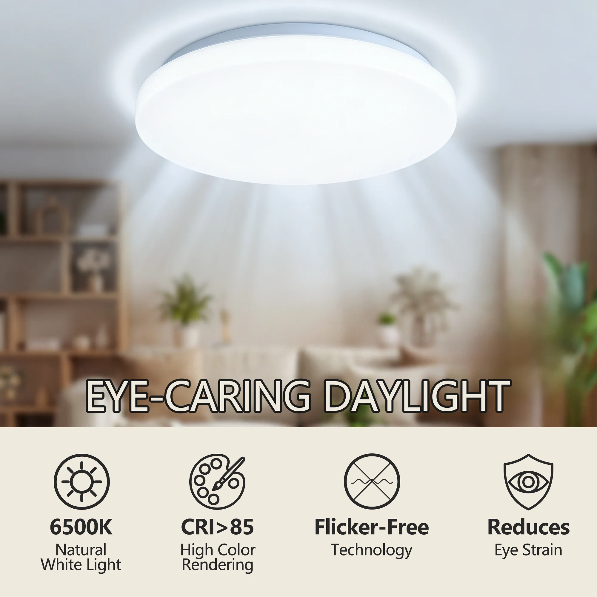 Round LED Ceiling Light 12/24/36W 6500K Daylight Modern Home Decorative Ceiling Lighting Fixture for Home Living Room Bedroom