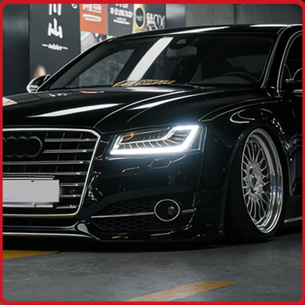 For Audi A8 D4 2011-2017 Headlights Assembly Upgrade LED Lens Car Accessories Streamer Turn Light Plug and Play Low To High