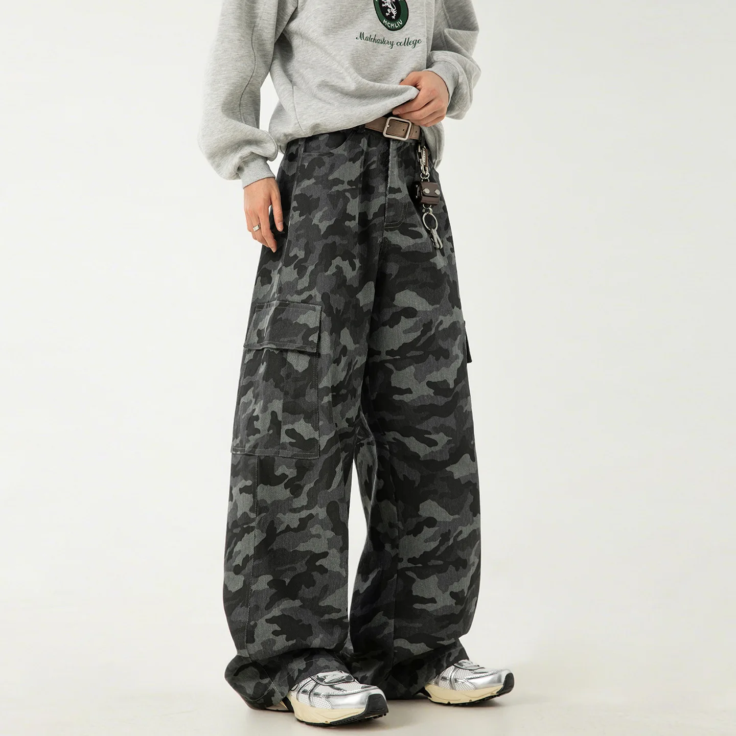 

Мужские брюки-карго, американские ретро камуфляжные тактические брюки, уличная мода, повседневные бегуны, прямые брюки в стиле милитари, корейские