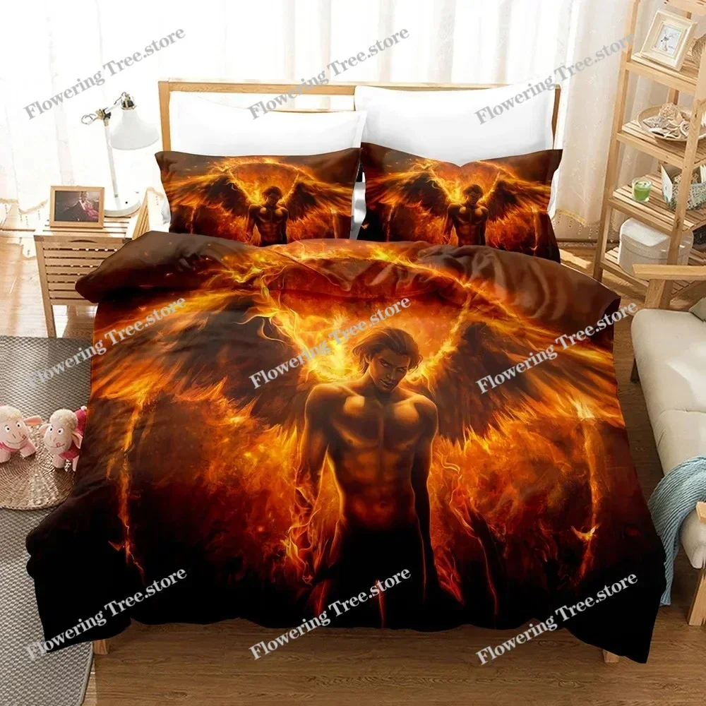 

3D Print Fallen Angel Bedding Set Duvet Cover Bed Set Quilt Cover Pillowcase Comforter king Queen Size Boys Adult Bedding Set