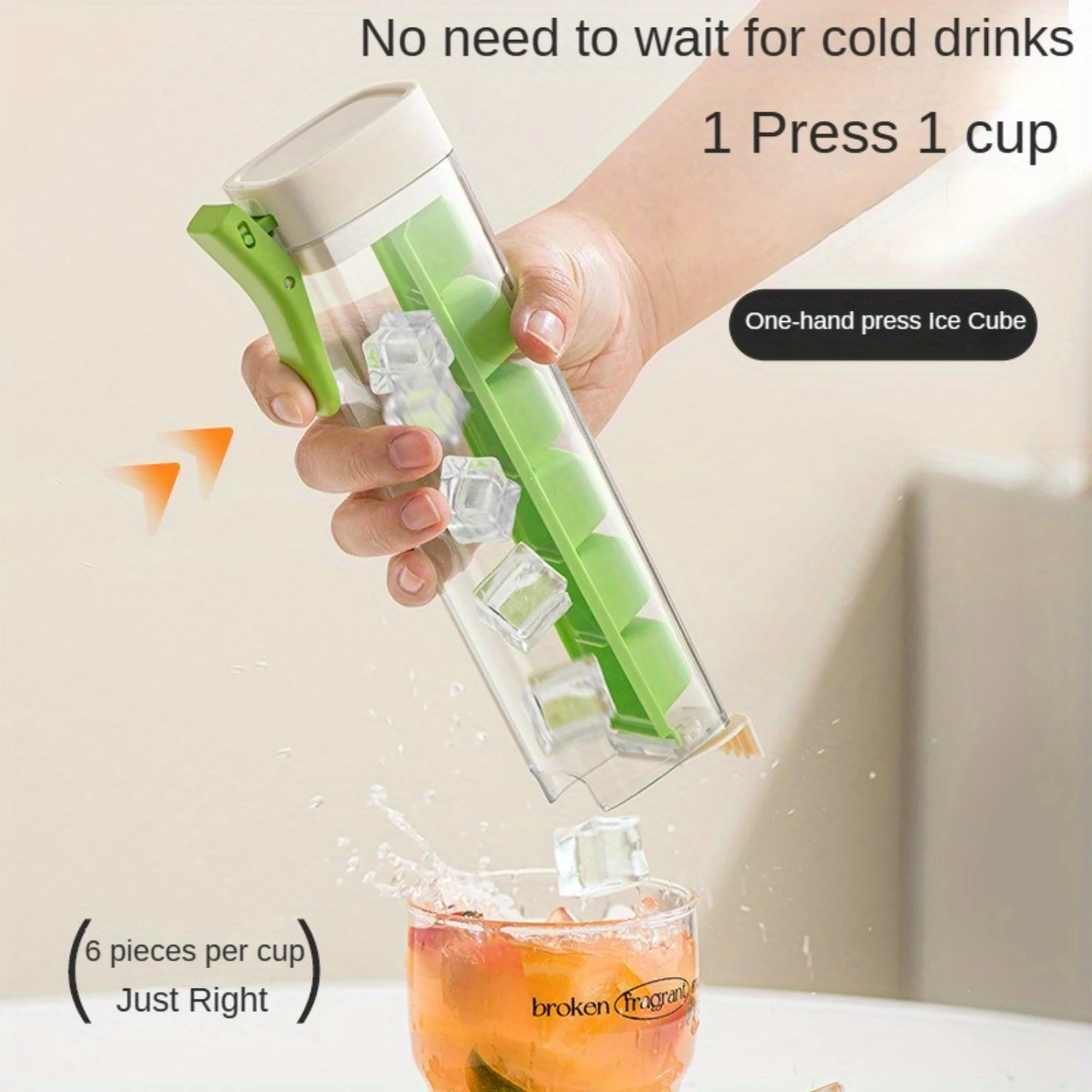 -יוצר קרח חינם עם מכסה - קל לחיצה ביד אחת, מגש קוביות קרח בטוח למזון לשימוש בכיור מטבח עם מסנן מנקה אורז