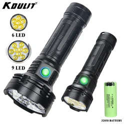 KDULIT F99 High Power 9/6 LED Flashlight Rechargeable Powerful Tactical Torch with 32850 Battery Outdoor fishing Camping Lantern