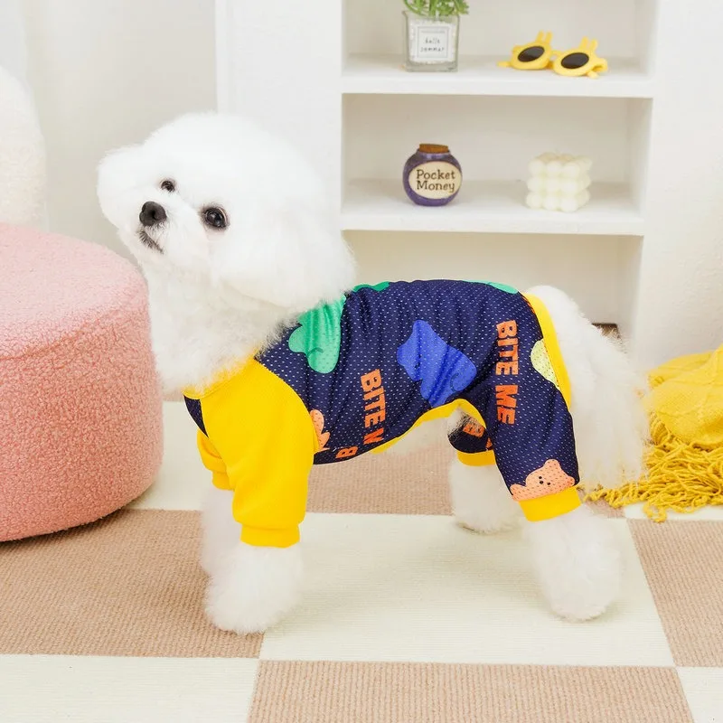 Dog Anti-mosquito Clothing Summer New Teddy Four Legs Clothes Breathable Mesh Pet Bodysuit Puppy Cartoon Pullover