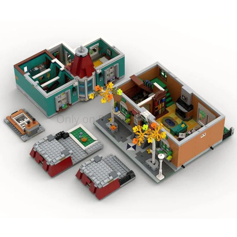 Blocs de construction MOC-244441 Villa Street View, série de paysage de rue moderne, blocs de construction modulaires de rêve, jouets créatifs, 2122 pièces