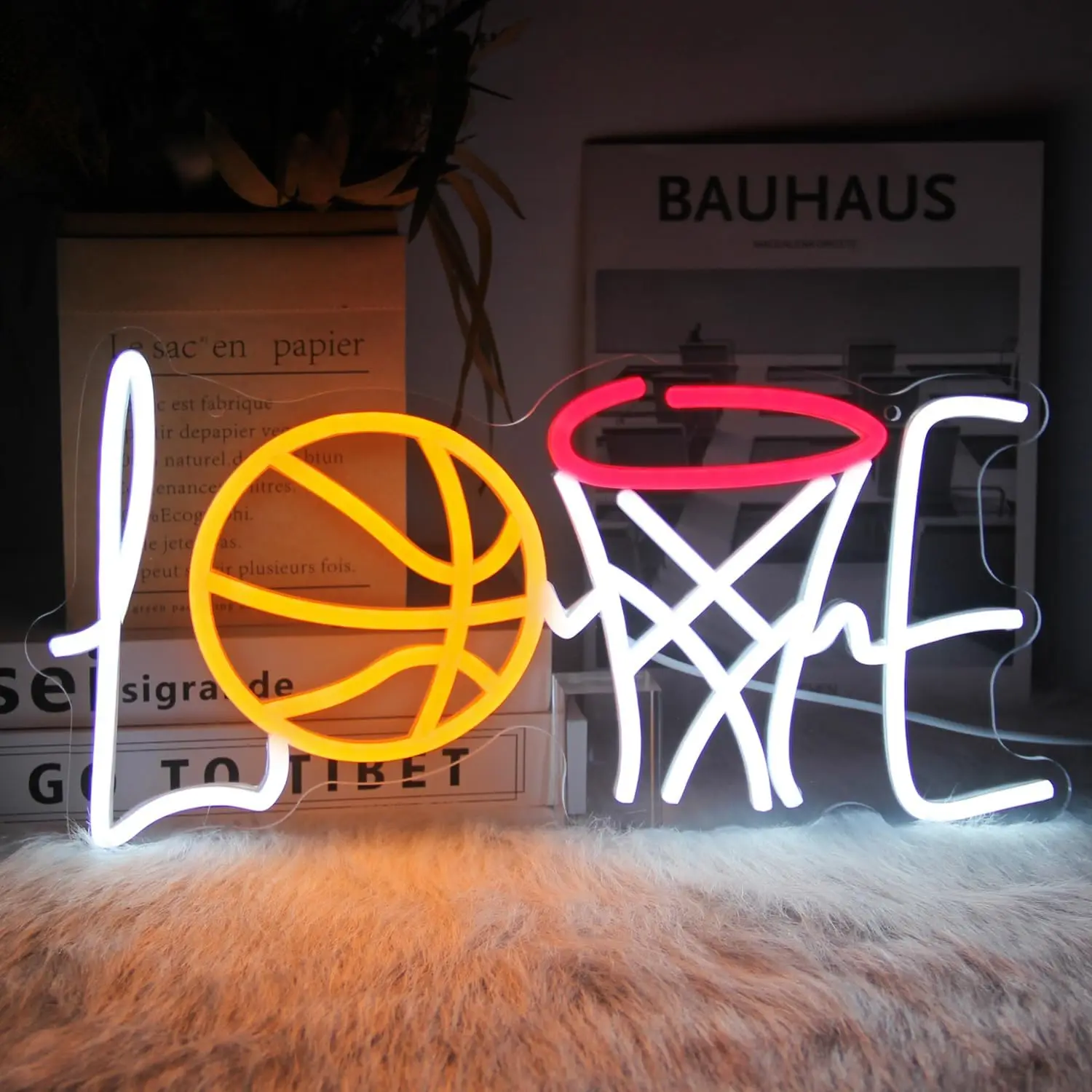 Love Basketball Neon Sign USB Dimmable Basketball Hoop LED Neon Light for Bedroom Sport  Man Cave Game Room Party Decor Gift