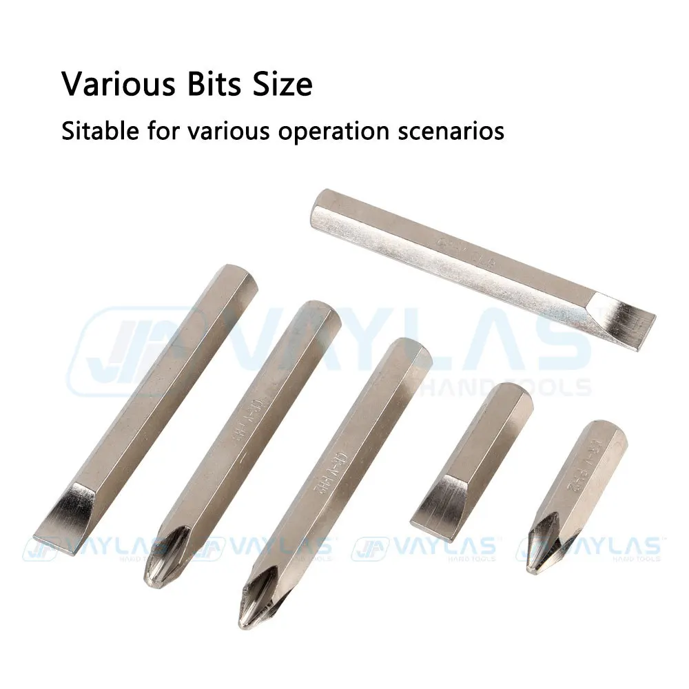 7 buah Set Obeng dampak tugas berat, Set Obeng Driver pahat alat mata soket Kit dengan casing datar & Philli