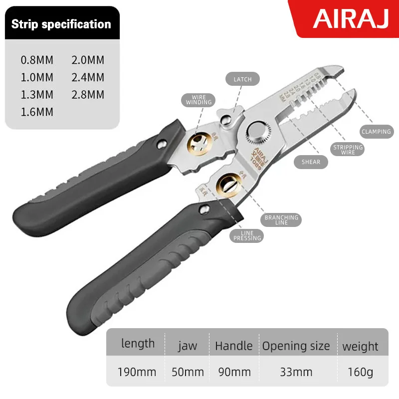 AIRAJ Wire Stripper Tools 16 In 1 Multitool Plier Crimper Cable Cutter Multifunctional Stripping Tools Crimping Pliers Terminal