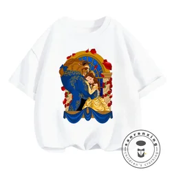 Beauty and the Beast Hits the Summer Streets! Disney Cartoons on Kawaii Hip-Hop T-shirts - Affordable Fashion for Boys and Girls