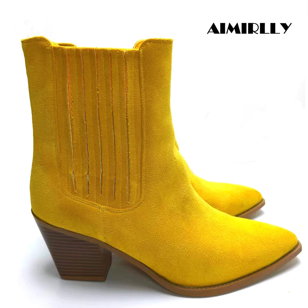 

Women's Pointed Toe Ankle Boots Mid Block Heel Retro Western Booties Ladies Autumn Winter Comfortable Shoes Daily Wear