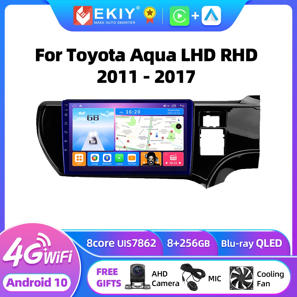 

EKIY T7 For Toyota Aqua LHD RHD 2011 - 2017 Car Radio Multimedia Video Player Navigation GPS Android 10.0 No 2din Tape Recorder