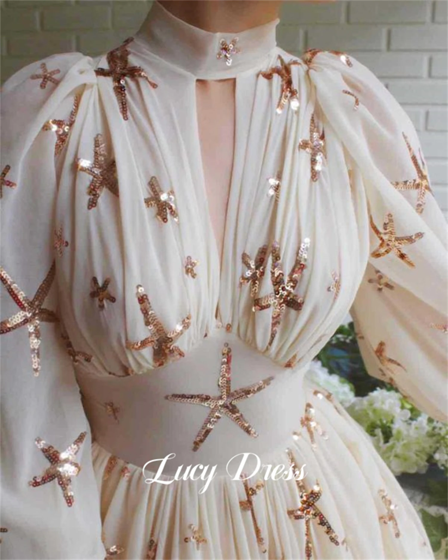 Lucy Elegant Party Dress Evening Long Sleeves Star Fabric Line A Birthday Dresses Luxury 2024 Wedding Prom Cocktail Gala Gown