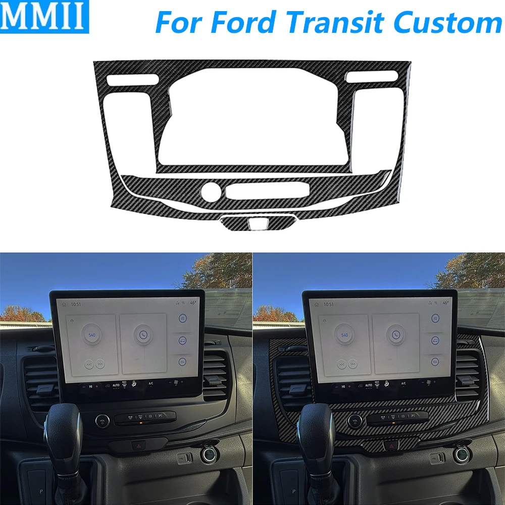 For Ford Transit Custom V363 2024 2025 Carbon Fiber Central Console Volume AC Air Outlet Navigation Set Car Accessories Sticker