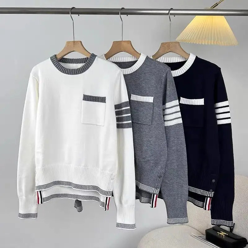 Round neck sweater for women,long sleeved sweater,loose and slimming, classic and versatile, soft and sticky knit sweater trend