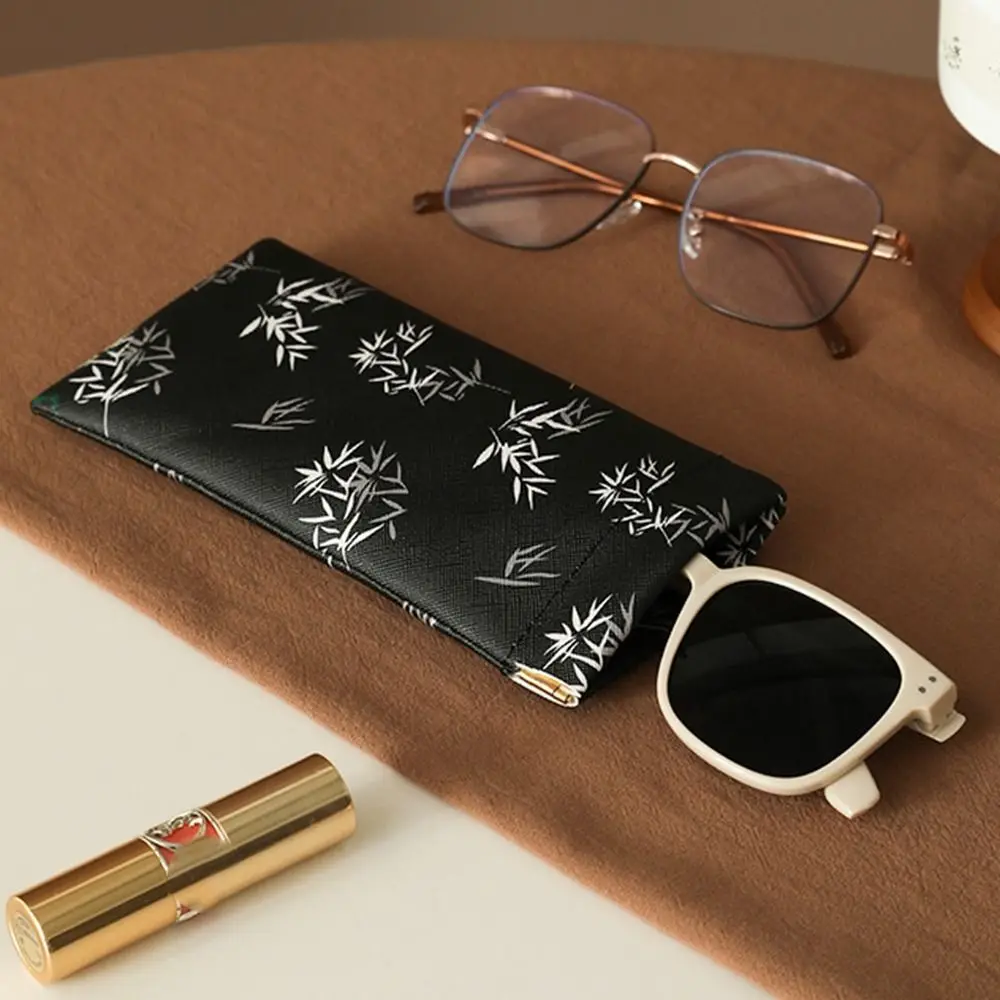 Sunglasses Pouch PU Leather Glasses Bag Printed Self-closing Glasses Storage Bag Cosmetic Bag Lipstick Storage Bag